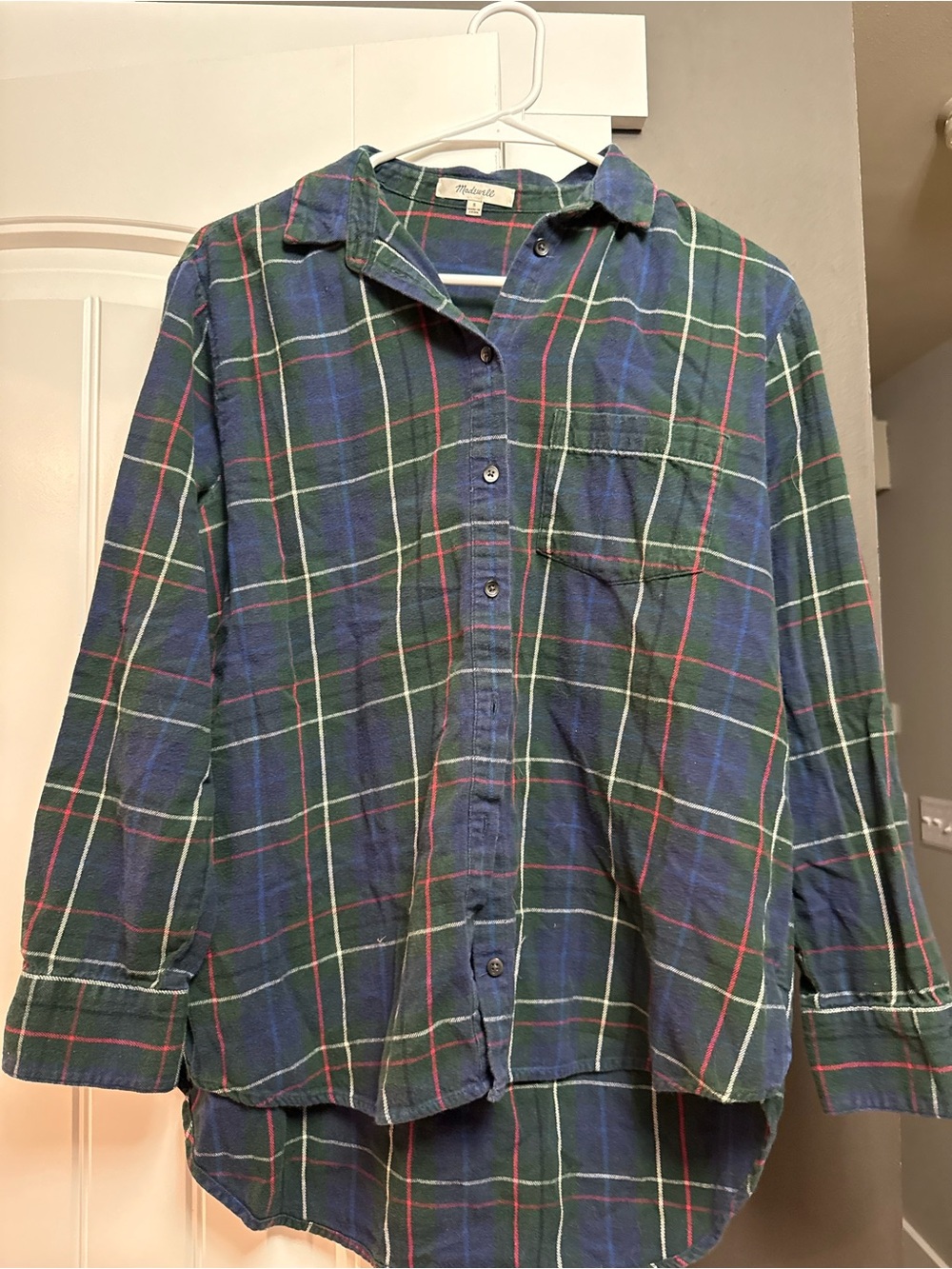 Madewell Green and Blue Plaid Button-Down Shirt